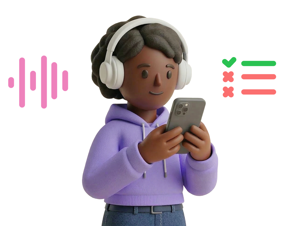 Student listening to Readberry with headphones